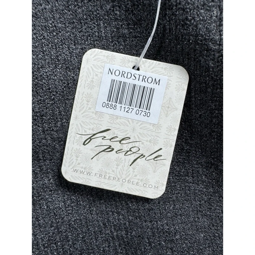 Free People V Neck Oversized Gray Sweater Womens Small Lagenlook Boho NEW